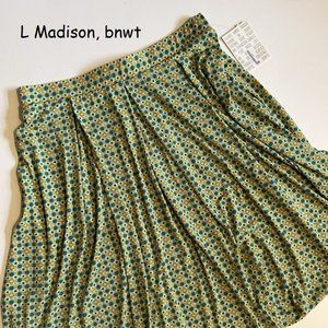 Large Lularoe Madison skirt, blue with dots, slinky